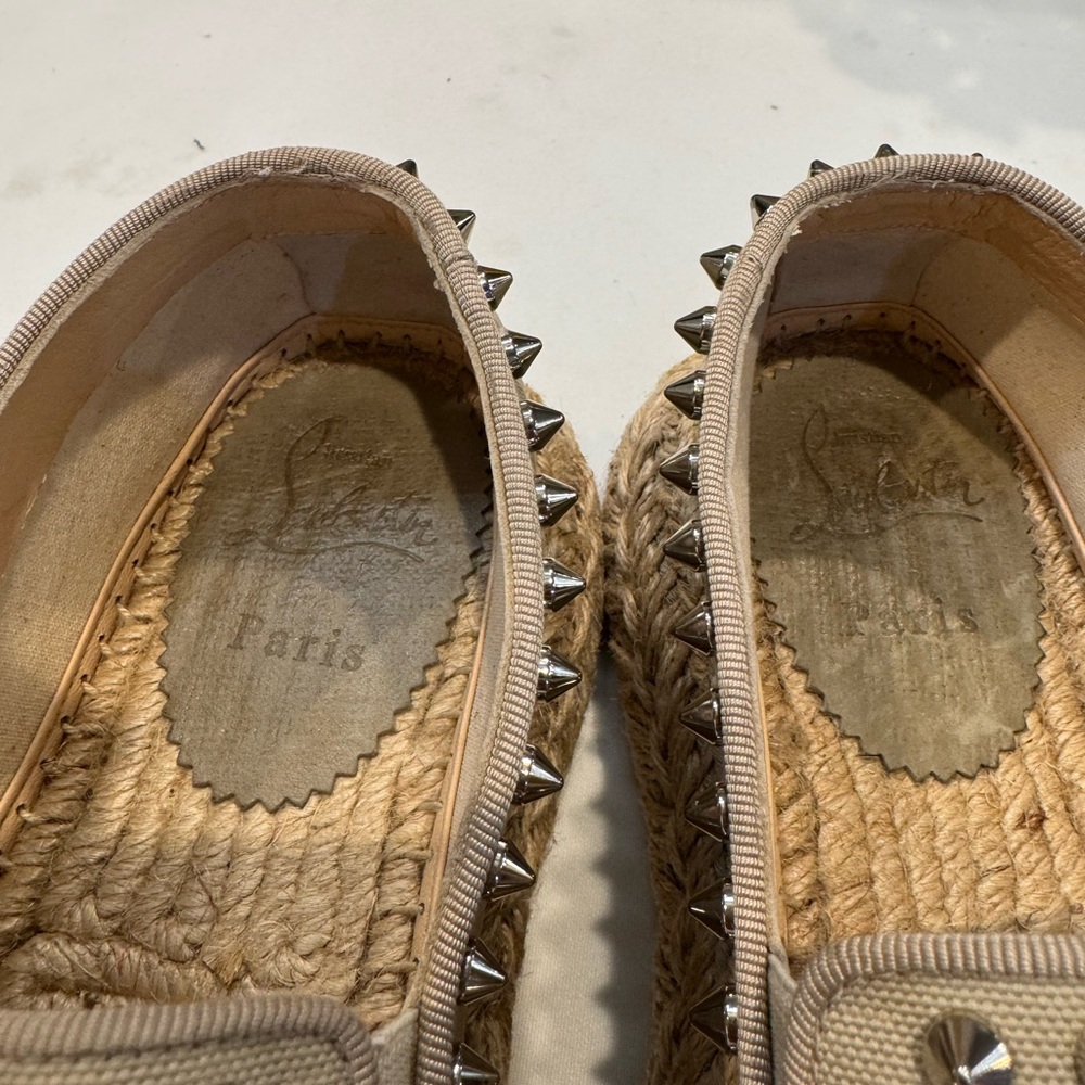 FINAL PRICE 💖Christian Louboutin Beige Espadrilles with Silver Studs - Picture 10 of 14